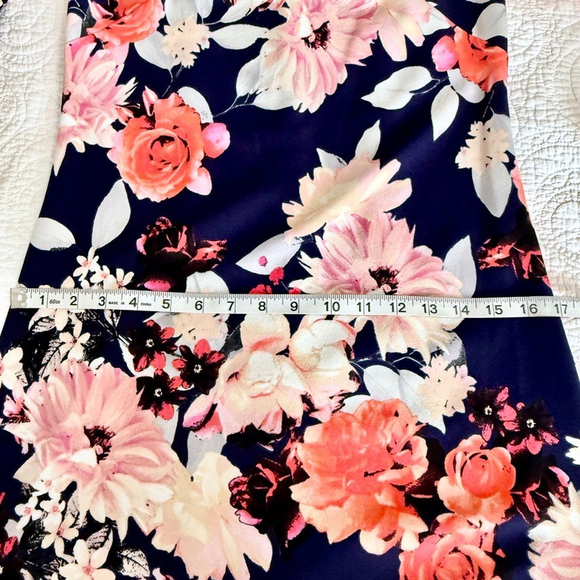 Eliza J Navy Blue Floral Bell Sleeve Mini Dress Size 2 Fit & Flare Party - Picture 14 of 15